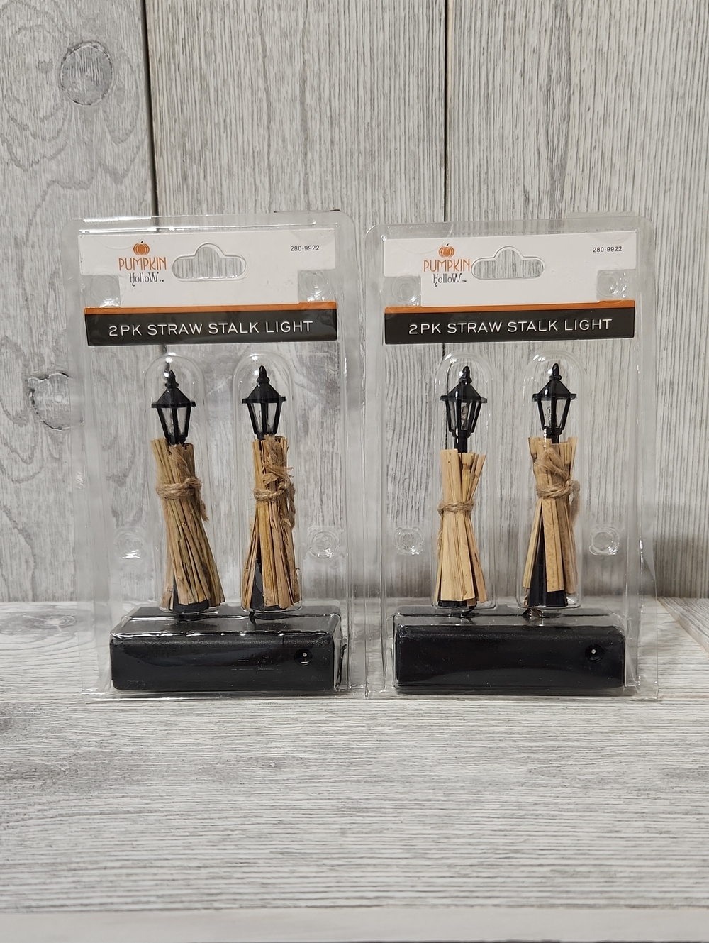 Pumpkin Hollow Halloween Fall Straw Stalk Street Light Lamp Post Set Of 4